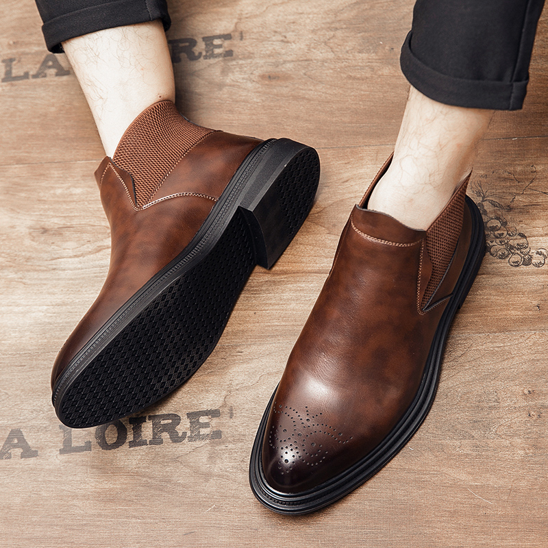 Men Formal Wear With Boots - High-top leather shoes are versatile for