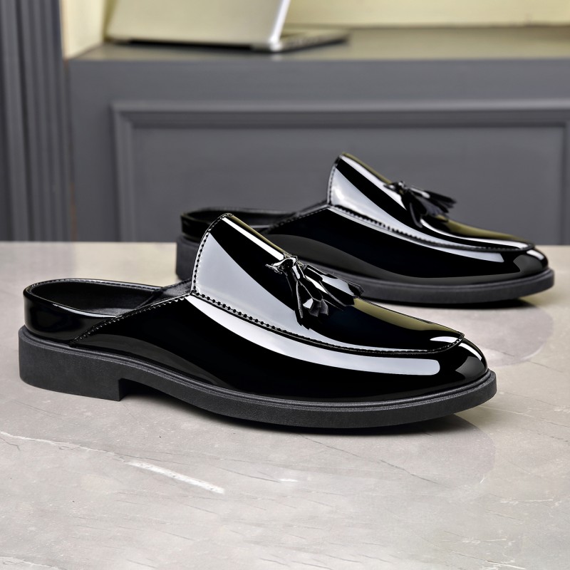 Men Black Patent Leather Mules - đánh giá và giá Formal Men Daily Wear Footwear
