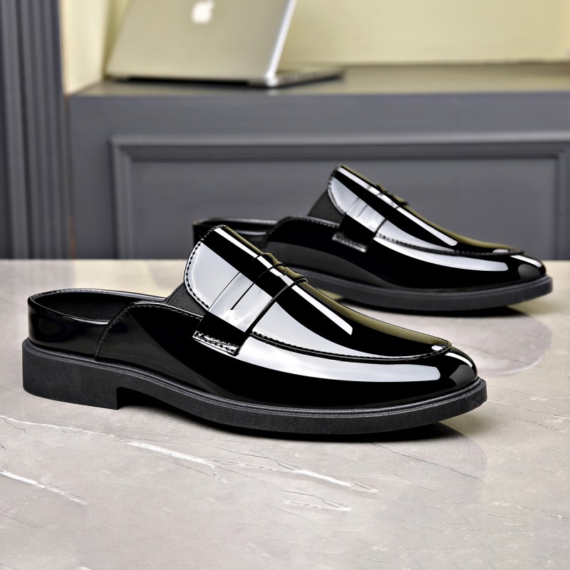 Men Black Patent Leather Mules - đánh giá và giá Formal Men Daily Wear Footwear