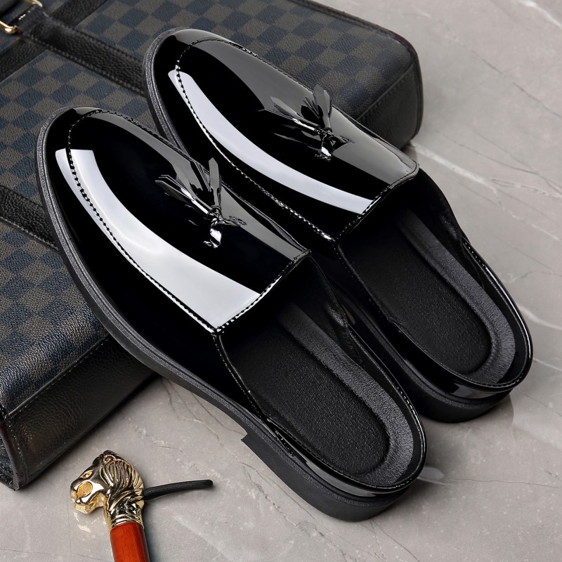 Men Black Patent Leather Mules - đánh giá và giá Formal Men Daily Wear Footwear