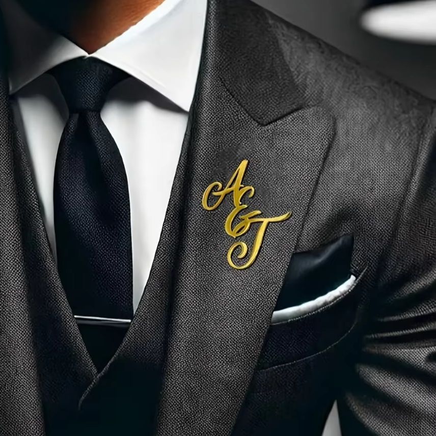 Custom Monogram Initial Name S - đánh giá và giá Tuxedo Lapel Pin